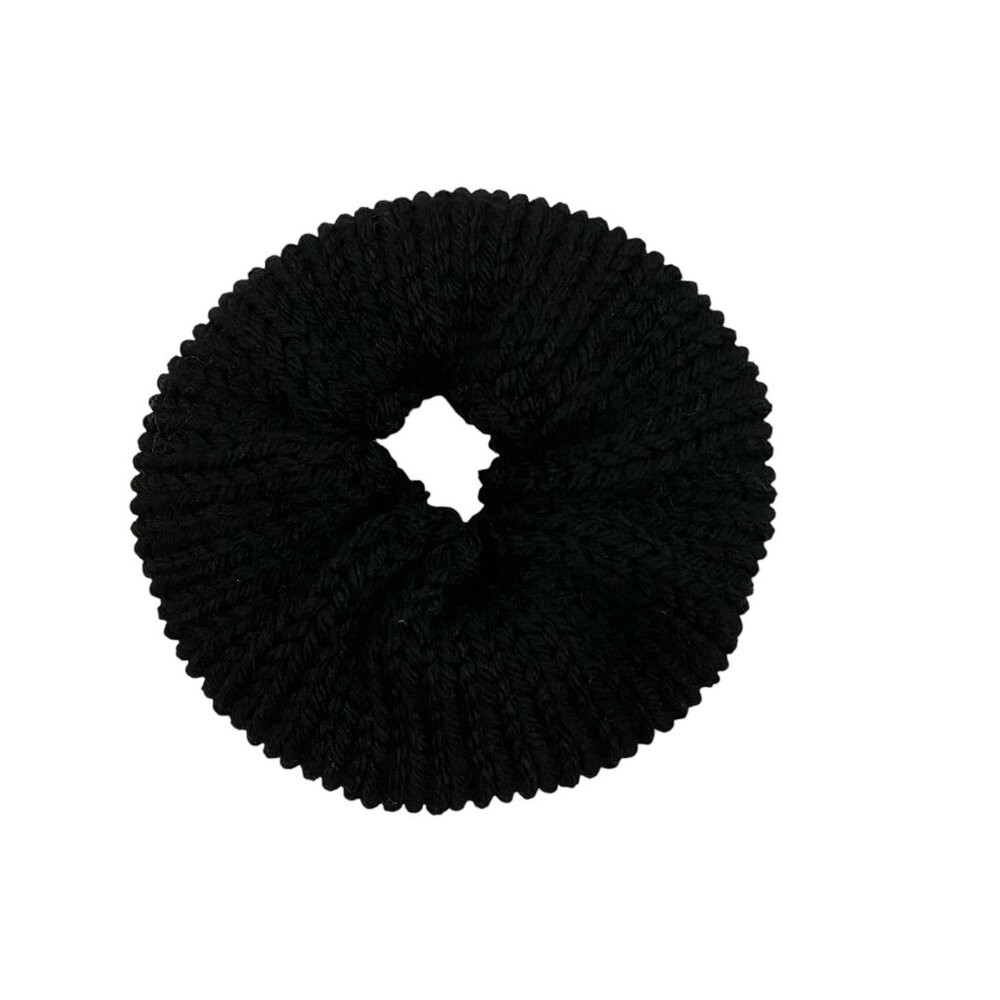 Women's Knitted Donut Shape Hair Scrunchie. Black. Large. Resortwear. Party.